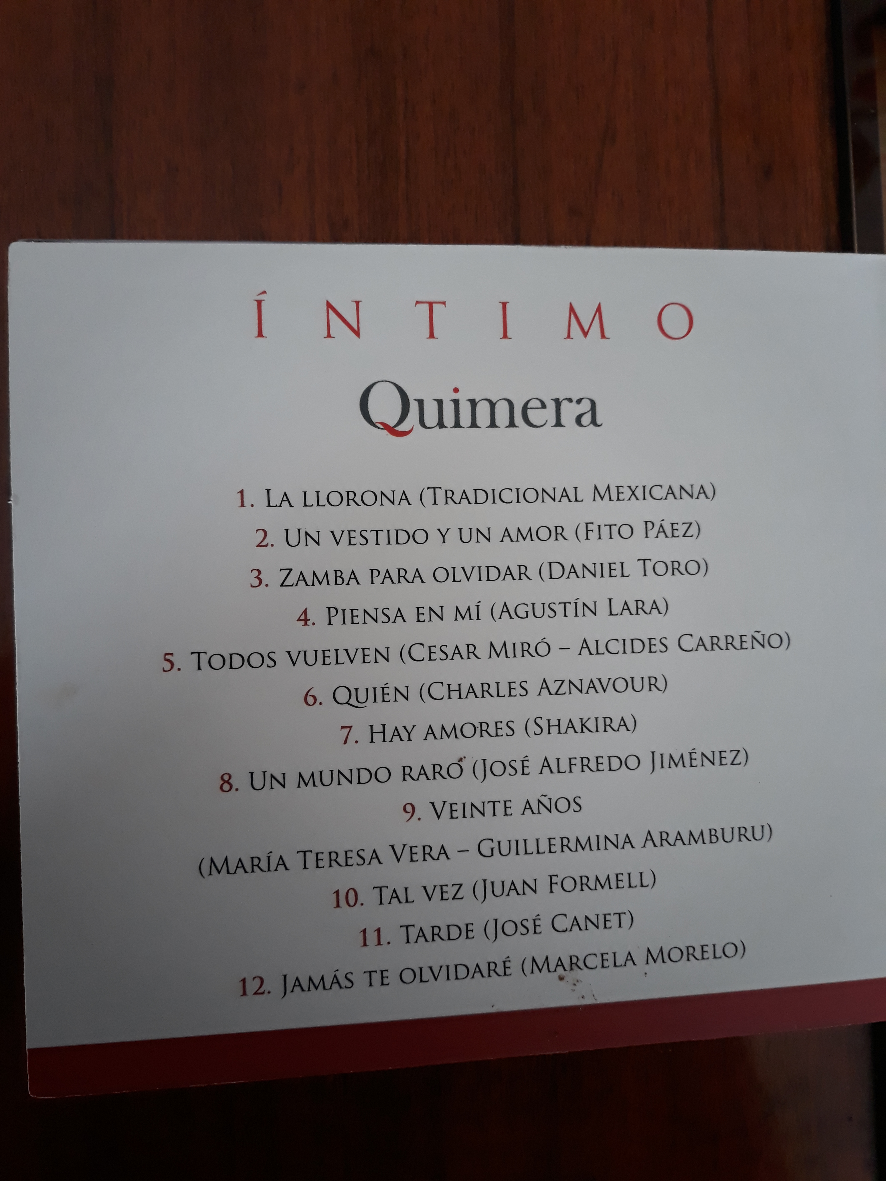 Intimo, último disco de Quimera